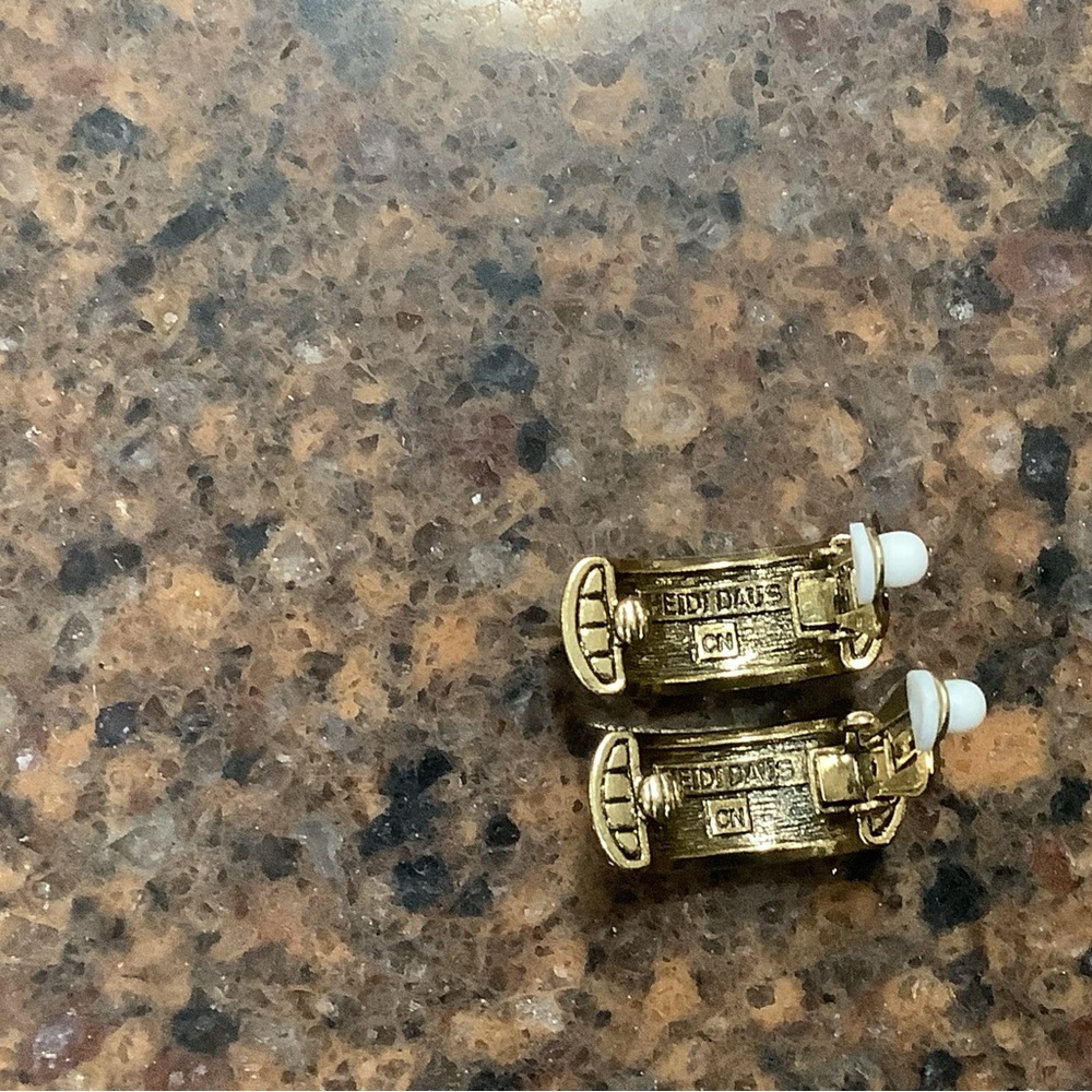 Heidi Daus Elegant Gold and Silver Crystal Earrings. Signed. NWOT - Picture 6 of 7